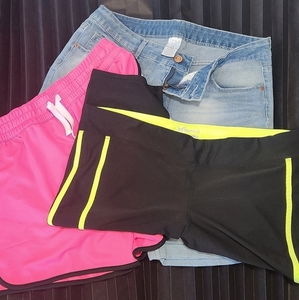Multi Pc Lot Blue‎ Jean Shorts Size 16 Pink Shorts 1X Black Knee Length XL